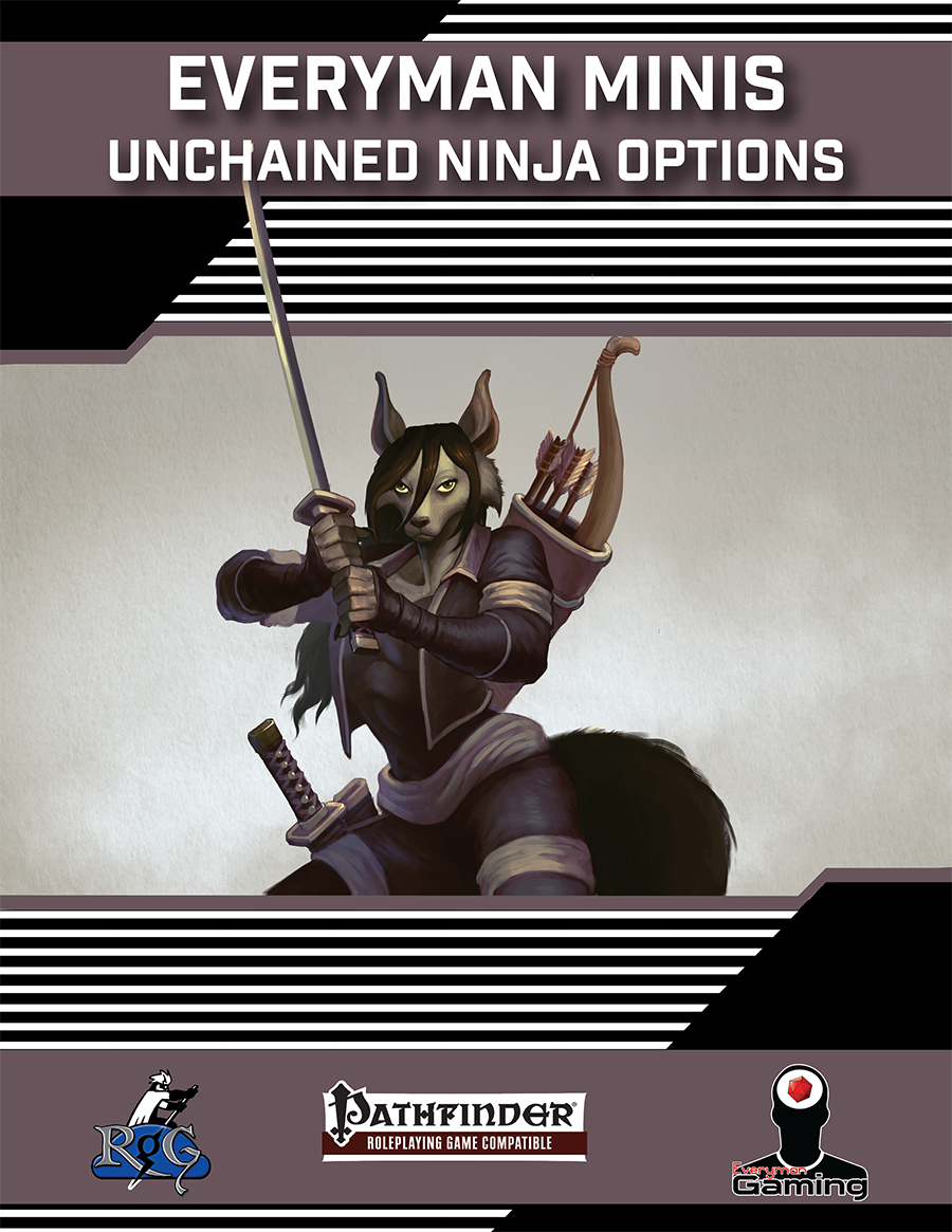 anthro arrow_(weapon) bow_(weapon) canid canine clothed clothing coat cover cover_art female fox holding_object holding_sword holding_weapon holding_with_two_hands katana logo logos looking_at_viewer luiz_prado mammal melee_weapon ninja ninja_suit official_art paizo pathfinder quiver ranged_weapon role-playing_game solo sword sword_sheath topwear warrior weapon