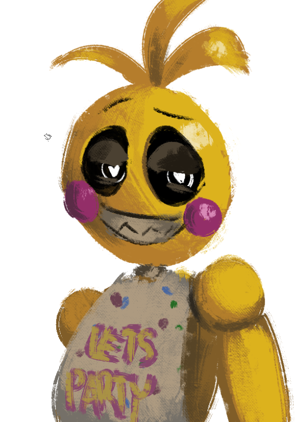&lt;3 &lt;3_eyes animatronic anthro avian beakless bib bird black_eyes brush chicken clothing eyebrows feather_hair feather_tuft feathers female five_nights_at_freddy's five_nights_at_freddy's_2 galliform gallus_(genus) grin humanoid kayo_kz looking_at_viewer lovetaste_chica machine narrowed_eyes naughty_face naughty_smile phasianid pink_cheeks pseudo_hair raised_eyebrow robot rosy_cheeks scottgames sharp_teeth simple_background smile solo teeth text text_on_bib text_on_clothing text_on_topwear toothy_grin topwear toy_chica_(fnaf) tuft white_background yellow_body