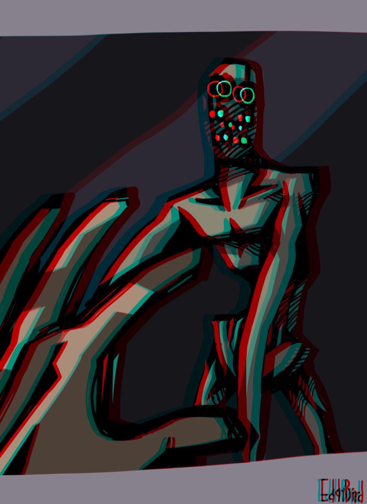 2020 3d_glasses ambiguous_gender artist_name biped black_background black_text chromatic_aberration colored digital_drawing_(artwork) digital_media_(artwork) eddybird emaciated fingers first_person_view hi_res humanoid light_body light_skin looking_at_viewer monster monstrous_humanoid not_furry scp-176 scp-176-1 scp_foundation signature simple_background solo standing teeth text wide_eyed