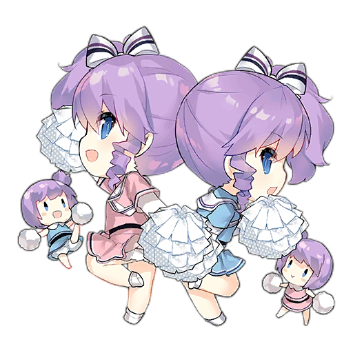 4girls :&gt; arm_up artist_request back-to-back blue_eyes blue_shirt blue_skirt blush blush_stickers cheerleader chibi closed_mouth crossover djmax fairy_(girls'_frontline) full_body girls'_frontline hair_ribbon looking_at_viewer multiple_girls nina_klatt official_art open_mouth pink_shirt pink_skirt pom_pom_(cheerleading) profile purple_hair ribbon sailor_collar school_uniform sehra_klatt serafuku shirt short_hair siblings side_ponytail simple_background sisters skirt smile standing standing_on_one_leg striped striped_ribbon third-party_source transparent_background twins white_footwear white_pom_poms white_ribbon white_sailor_collar |_|