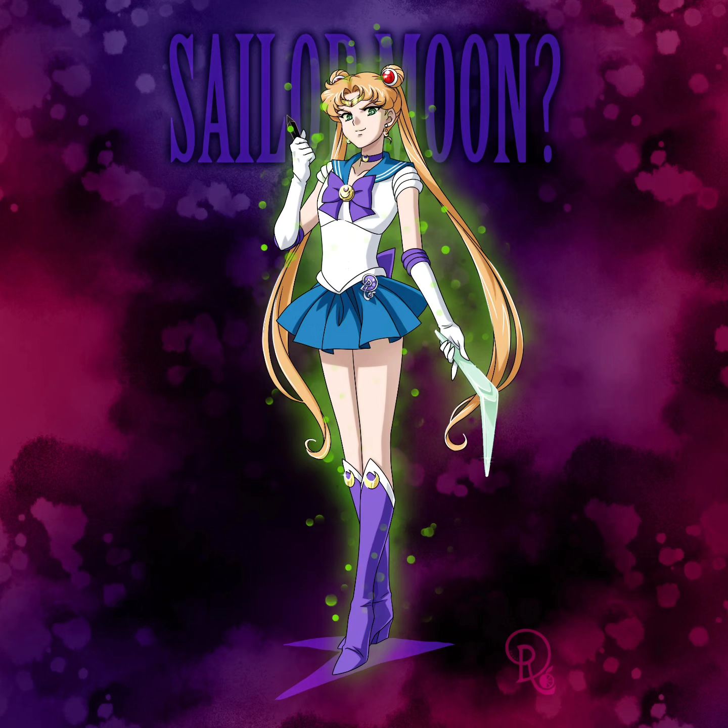 1boy alternate_hairstyle aura bishoujo_senshi_sailor_moon blonde_hair boomerang boots choker circlet commentary cosplay crescent crescent_earrings crossdressing crystal double_bun drachea_rannak earrings elbow_gloves english_commentary evil_smile gloves green_eyes hair_bun highres holding holding_crystal jewelry knee_boots long_hair male_focus otoko_no_ko purple_choker sailor_moon sailor_moon_(cosplay) smile solo twintails very_long_hair white_gloves zoisite_(sailor_moon)