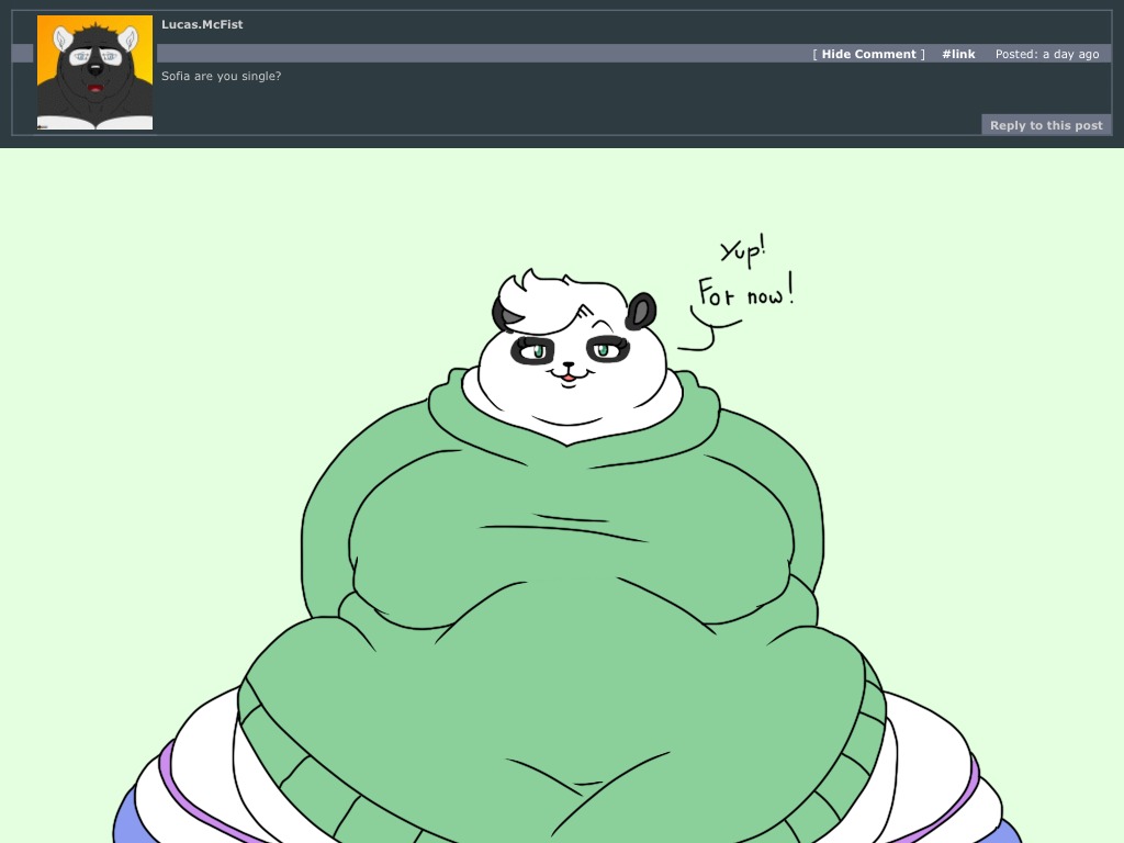 2018 4:3 anthro ask_blog batspid2 bear big_breasts biped black_body black_fur blue_clothing bottomwear breasts clothing dialogue digital_drawing_(artwork) digital_media_(artwork) english_text exclamation eyebrows eyelashes female flat_colors front_view fur giant_panda green_background green_clothing green_eyes hair hoodie hyper_hips looking_at_viewer love_handles mammal morbidly_obese morbidly_obese_anthro morbidly_obese_female multicolored_body multicolored_fur narrowed_eyes navel nipple_outline obese obese_anthro obese_female overweight overweight_anthro overweight_female panties pink_clothing raised_eyebrow simple_background sofia_(batspid2) solo text topwear two_tone_body two_tone_fur underwear white_body white_fur white_hair