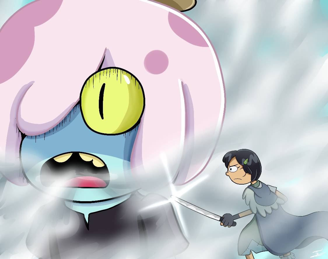 amphibia_(series) amphibian amphibian_humanoid animal_humanoid anthro attack_on_titan black_hair blue_body blue_skin breath cape child clothing colored disney dress duo exhaling exhaling_smoke eyelashes female frog frog_humanoid gloves green_eyes hair handwear holding_object holding_sword holding_weapon human humanoid light lighting macro maddie_flour mammal marcy_wu melee_weapon micro noseless one_eye_obstructed one_eye_visible open_mouth parody pepemay93 pseudo_hair pupils purple_hair shaded short_hair slit_pupils smoke smoke_from_mouth standing steam sword teeth tongue weapon wide_eyed young