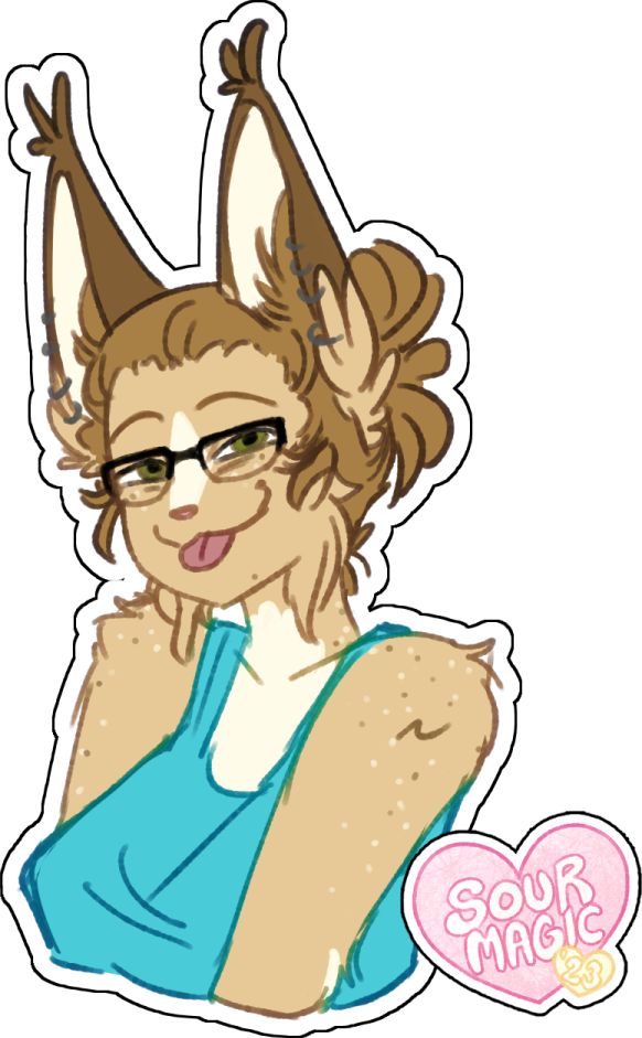 anthro big_ears blep clothing cute_pose dirty_blonde_hair domestic_cat felid feline felis female fluffy freckles green_eyes hair hair_bun happy levi_kyros mammal shirt shoulders_up smile solo sourmagic tank_top tongue tongue_out topwear valta