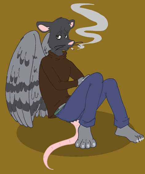 avian bird bottomwear clothing columbid denim denim_clothing hybrid jeans male mammal murid murine pants pigeon rat rodent smoking tabbiewolf