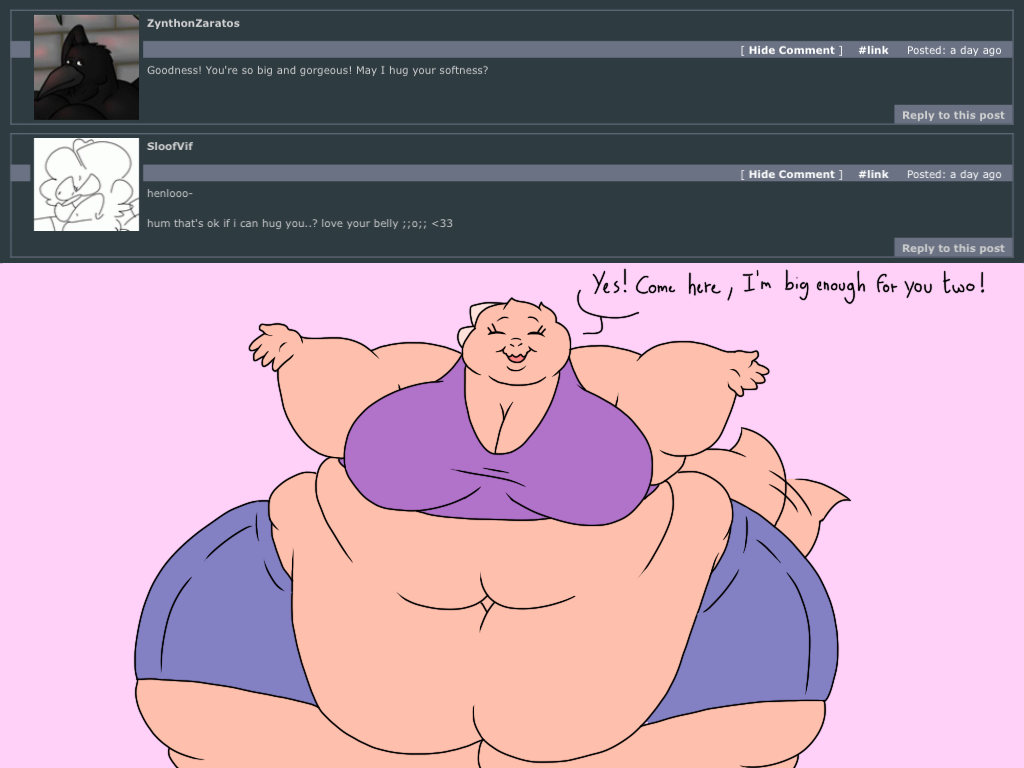 2018 4:3 5_fingers anthro ask_blog batspid2 belly big_belly big_breasts bottomwear breasts clothing crop_top cutoffs denim denim_clothing dialogue digital_drawing_(artwork) digital_media_(artwork) english_text exclamation eyebrows eyelashes eyes_closed female fingers flabby_arms flat_colors frill_(anatomy) happy head_crest head_frill huge_thighs juna_(batspid2) lizard membrane_(anatomy) membranous_frill morbidly_obese morbidly_obese_anthro morbidly_obese_female motion_lines navel obese obese_anthro obese_female overweight overweight_anthro overweight_female pink_background pink_body pink_skin reptile scalie shirt shorts simple_background smile solo spread_arms tail tail_motion tailwag text thick_thighs topwear wide_hips