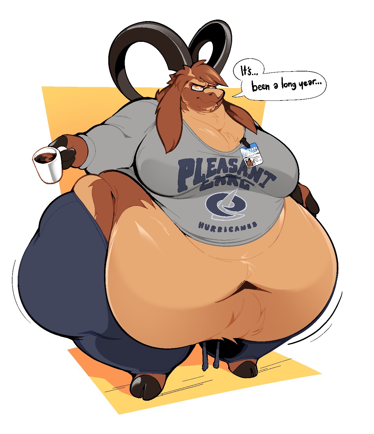 anthro belly big_belly big_butt boot_(artist) bovid breasts butt caprine clothed clothing digital_media_(artwork) goat hi_res huge_butt male mammal montana_(boot) moobs navel obese overweight overweight_anthro overweight_male simple_background solo thick_thighs tight_clothing weight_gain wide_hips