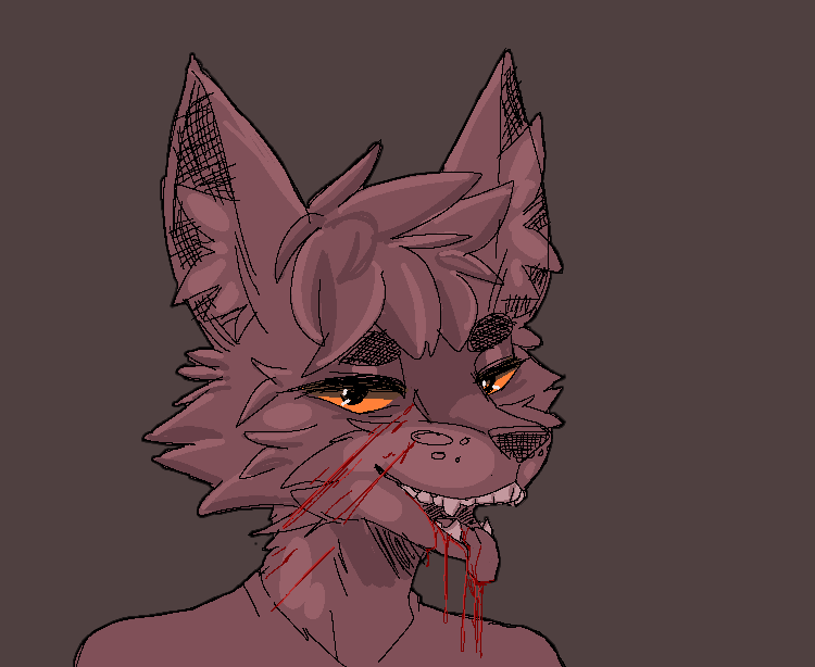 anthro bangs blood blood_in_mouth blood_on_face blood_splatter bodily_fluids canid canine digital_pen evil_grin fangs felid feline female fox freckles_on_face gore hybrid icon looking_at_viewer mammal monotone_body open_mouth orange_eyes simple_background smile solo tao_(taoreta) taoreta teeth tongue tongue_out