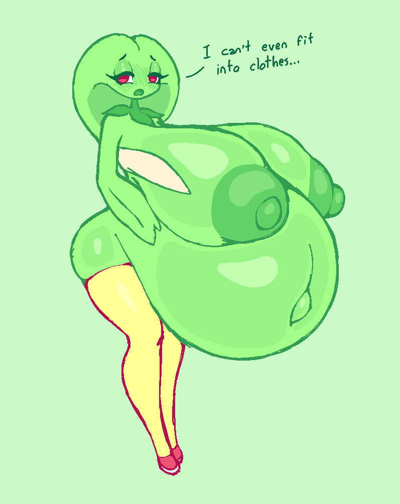 areola bella_(screwroot) big_breasts blush breasts elemental_creature elemental_humanoid english_text flora_fauna green_nipples huge_breasts humanoid hyper hyper_pregnancy navel nipples not_furry nude open_mouth plant plant_humanoid pregnant screwroot text