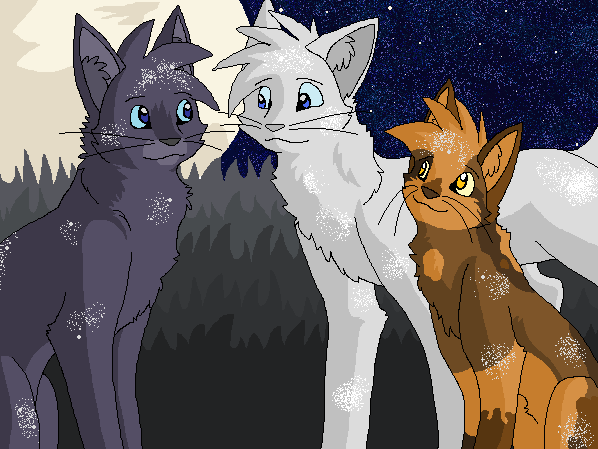 2010 aliasing ambiguous_gender aunt_(lore) aunt_and_nephew_(lore) black_whiskers blue_eyes bluekyokitty bluestar_(warriors) brown_body brown_fur brown_inner_ear_fluff brown_nose cel_shading detailed_background digital_drawing_(artwork) digital_media_(artwork) domestic_cat eye_contact felid feline felis female_(lore) feral fur grass grey_body grey_fur grey_inner_ear_fluff grey_nose group head_tuft inner_ear_fluff looking_at_another male_(lore) mammal moon nephew_(lore) night outside plant redtail_(warriors) sebdoggo shaded sitting sky smile standing star starclan starry_sky trio tuft warriors_(cats) whiskers white_body white_fur whitestorm_(warriors) yellow_eyes