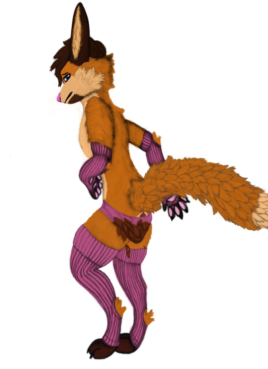 anthro canid canine feces fox girly hi_res male mammal messing messy scat solo