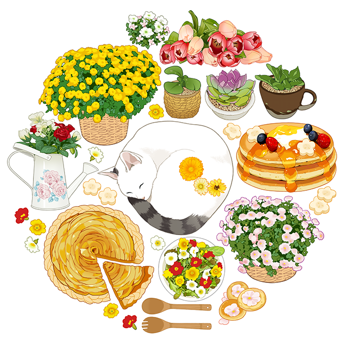 animal_focus apple_pie banana basket blueberry cat circle_formation cookie cup daisy flower flower_basket flower_focus food food_art food_focus fork fruit honey mug no_humans orange_flower original pancake petals pie pie_slice pink_flower pink_tulip plant plate potted_plant red_flower red_rose rose salad simple_background sleeping slothm22 spoon strawberry succulent_plant tulip watering_can white_background white_cat white_flower wooden_fork wooden_spoon yellow_flower