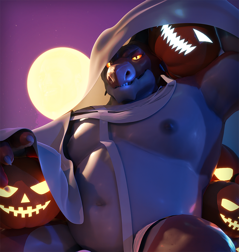 3d_(artwork) anthro arm_resting babawolf barely_visible_genitalia belly big_belly chubby_male clothed clothing digital_media_(artwork) dragon flexing_bicep food fruit genitals grin grinning_at_viewer halloween holding_object holding_pumpkin holidays jack-o'-lantern looking_at_viewer male moobs moon musclegut muscular muscular_male muscular_thighs narrowed_eyes navel nifans night nipples nude outside partially_clothed penis pink_background plant pumpkin pumpkin_head scalie simple_background sitting slightly_chubby smile smiling_at_viewer solo star white_sheets wraps yellow_eyes