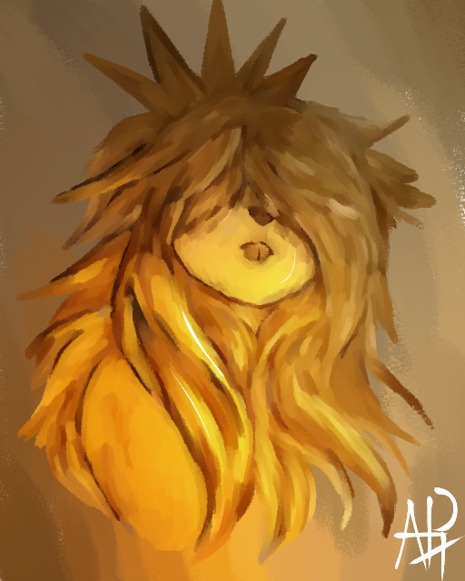 ambiguous_gender anthro aph_(artist) bird_dog bust_portrait butter butter_dog butterdog canid canine canis crown dairy_products domestic_dog food golden_retriever headgear hunting_dog mammal nude painting_(artwork) portrait retriever solo traditional_media_(artwork)