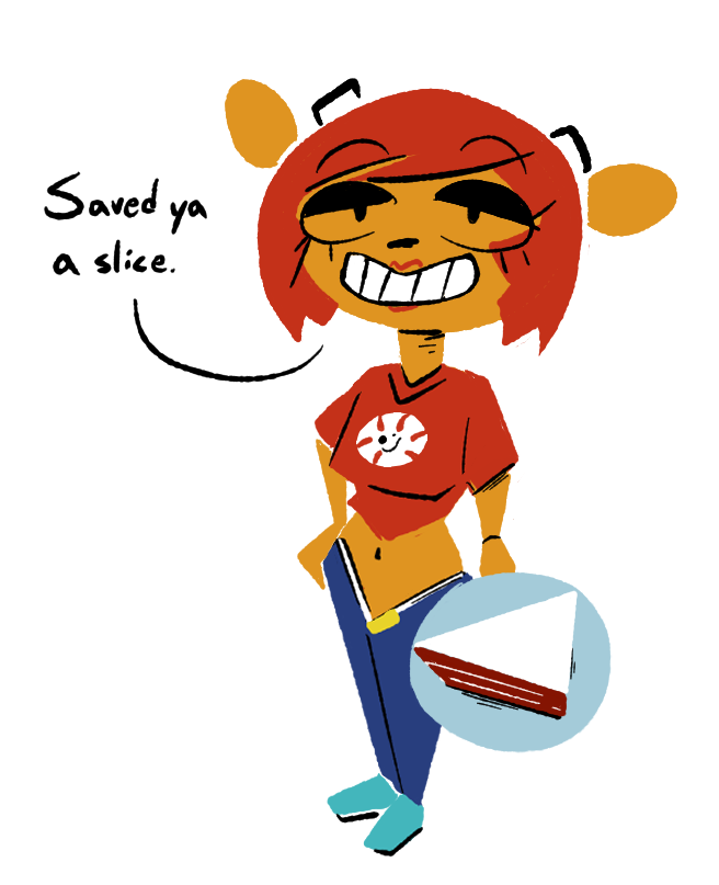 anthro bovid cake caprine clothed clothing dessert dialogue english_text female food gglloooopp grin hair half-closed_eyes human lammy_lamb lipstick looking_at_viewer makeup mammal narrowed_eyes navel orange_body parappa_the_rapper red_hair sheep simple_background smile solo sony_corporation sony_interactive_entertainment talking_to_viewer text um_jammer_lammy white_background
