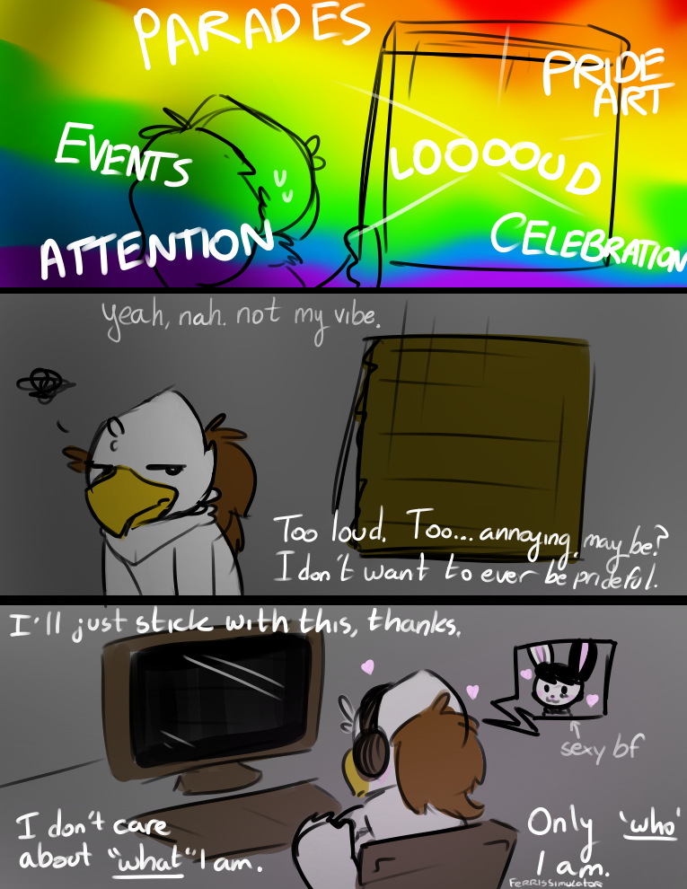 accipitrid accipitriform annoyed_expression avian bird comic digital_media_(artwork) eagle english_text ferrissimulator haywood lagomorph leporid lgbt_history_month lgbt_pride mammal onomatopoeia rabbit rainbow sound_effects tagme text