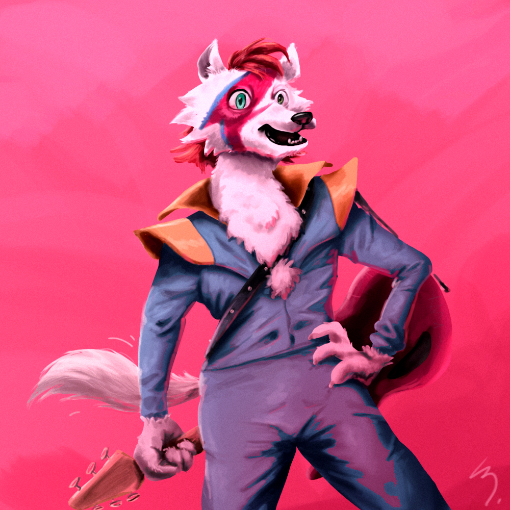 70s 80's_theme anthro canid canine canis domestic_dog fox glamrock guitar hybrid male mammal musical_instrument musician plucked_string_instrument solo string_instrument wolf ziggy_starfur