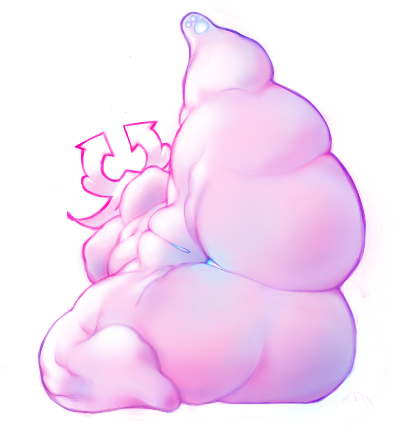 anthro anus big_breasts big_butt blue_anus blue_pawpads breasts butt colored deltarune digital_media_(artwork) featureless_breasts female huge_butt lying navel nude on_ground on_side pawpads pink_body raised_leg shaded simple_background solo thick_thighs undertale_(series) virovirokun voidcatart white_background