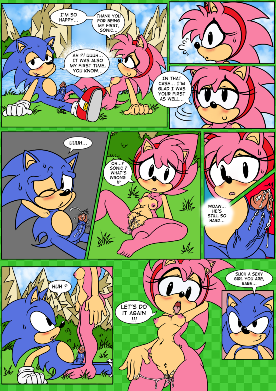 after_sex amy_rose anthro bodily_fluids classic_amy_rose classic_sonic classic_sonic_(universe) comic cum duo erection eulipotyphlan female genital_fluids genitals hedgehog hi_res male male/female mammal nude penis pussy pussy_juice raianonzika sega sonic_the_hedgehog sonic_the_hedgehog_(series) waterfall