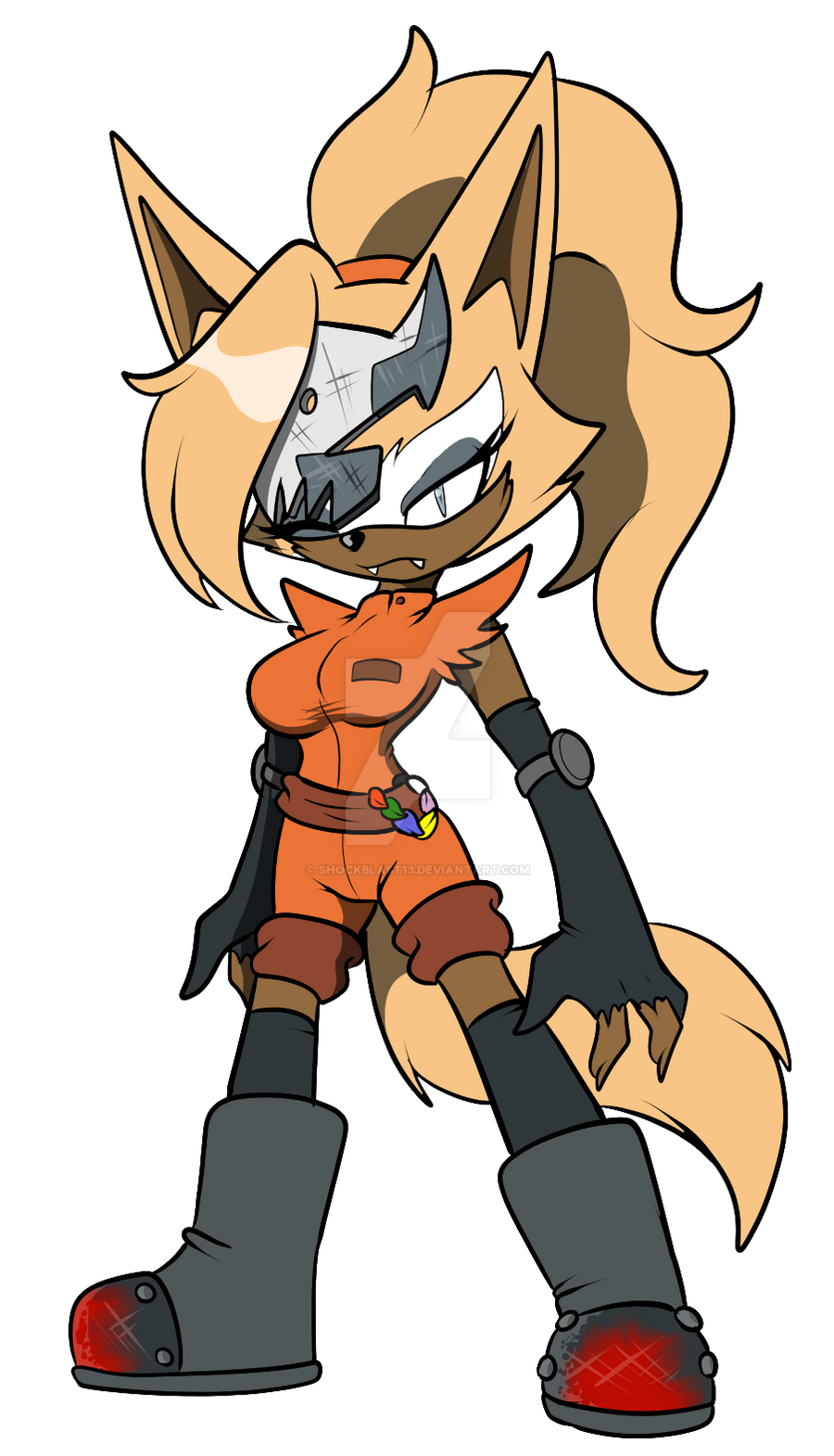 alpha_channel anthro bangs big_breasts black_eyeshadow blonde_hair boots breasts broken_mask brown_body brown_fur canid canine canis chaoscroc claws clothed clothing criminal digital_media_(artwork) elbow_pads eyeshadow fangs fangs_bared female finger_claws fingerless_gloves fingers footwear front_view fur gloves hair handwear hi_res idw_publishing looking_at_viewer makeup mammal mask multicolored_body multicolored_fur orange_jumpsuit ponytail prisoner scream_(shockblast13) sega shockblast13 simple_background sleeveless_shirt solo sonic_the_hedgehog_(comics) sonic_the_hedgehog_(idw) sonic_the_hedgehog_(series) standing tail teeth torn_clothing torn_sleeves transparent_background whisper_the_wolf white_body white_fur wolf