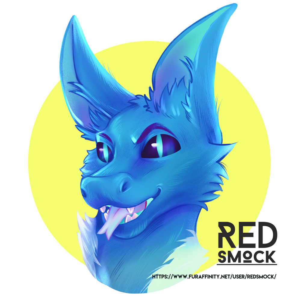 anthro blue_body blue_fur fenril_(spicy_flakes) forked_tongue frost_jeckals_(huf13) fur headshot_portrait male neck_tuft open_mouth portrait redsmock signature simple_background snake_eyes solo teeth_showing tongue tuft white_background white_tongue