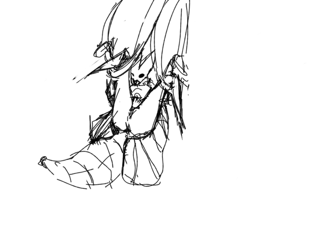 anthro arthropod breadboiby clothed clothing clothing_lift dress dress_lift fangs female full_nelson genitals hollow_knight hornet hornet_(hollow_knight) humanoid hymenopteran insect intersex intersex/female plant pussy sketch solo spread_legs spread_pussy spreading team_cherry teeth thorax vespid vines wasp