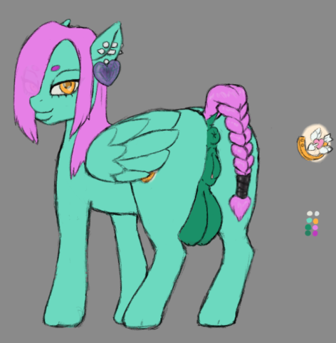 animal_genitalia axelarion big_breasts braided_tail breasts butt cutie_mark ear_piercing ear_ring equid equine equine_genitalia fan_character female feral friendship_is_magic genitals hair hair_over_eye hasbro heart's_eye hooves horse huge_breasts inverted_nipples long_hair looking_at_viewer mammal my_little_pony nipples nude one_eye_obstructed pegasus piercing pink_hair pony pussy ring_piercing smile solo teal_body wings yellow_eyes