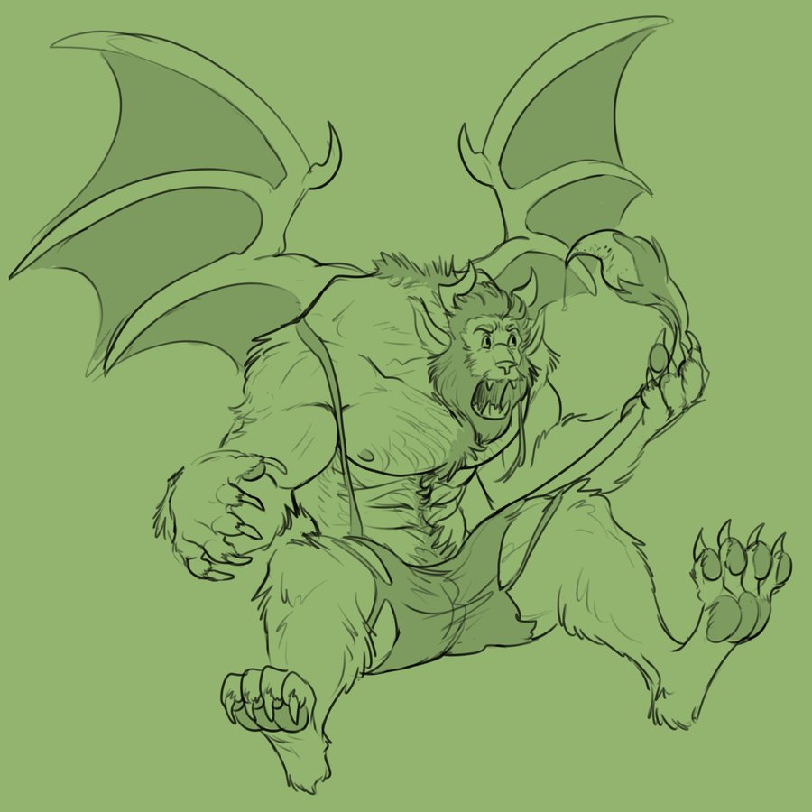 anthro awarebear beard bottomwear claws clothed clothing facial_hair felid fur green_background hairy horn iranian_mythology male mammal manticore mid_transformation middle_eastern_mythology muscular muscular_male mythology nipples pawpads paws sharp_claws sharp_teeth simple_background sitting solo spread_wings tail tail_grab teeth topless torn_bottomwear torn_clothing transformation were wings