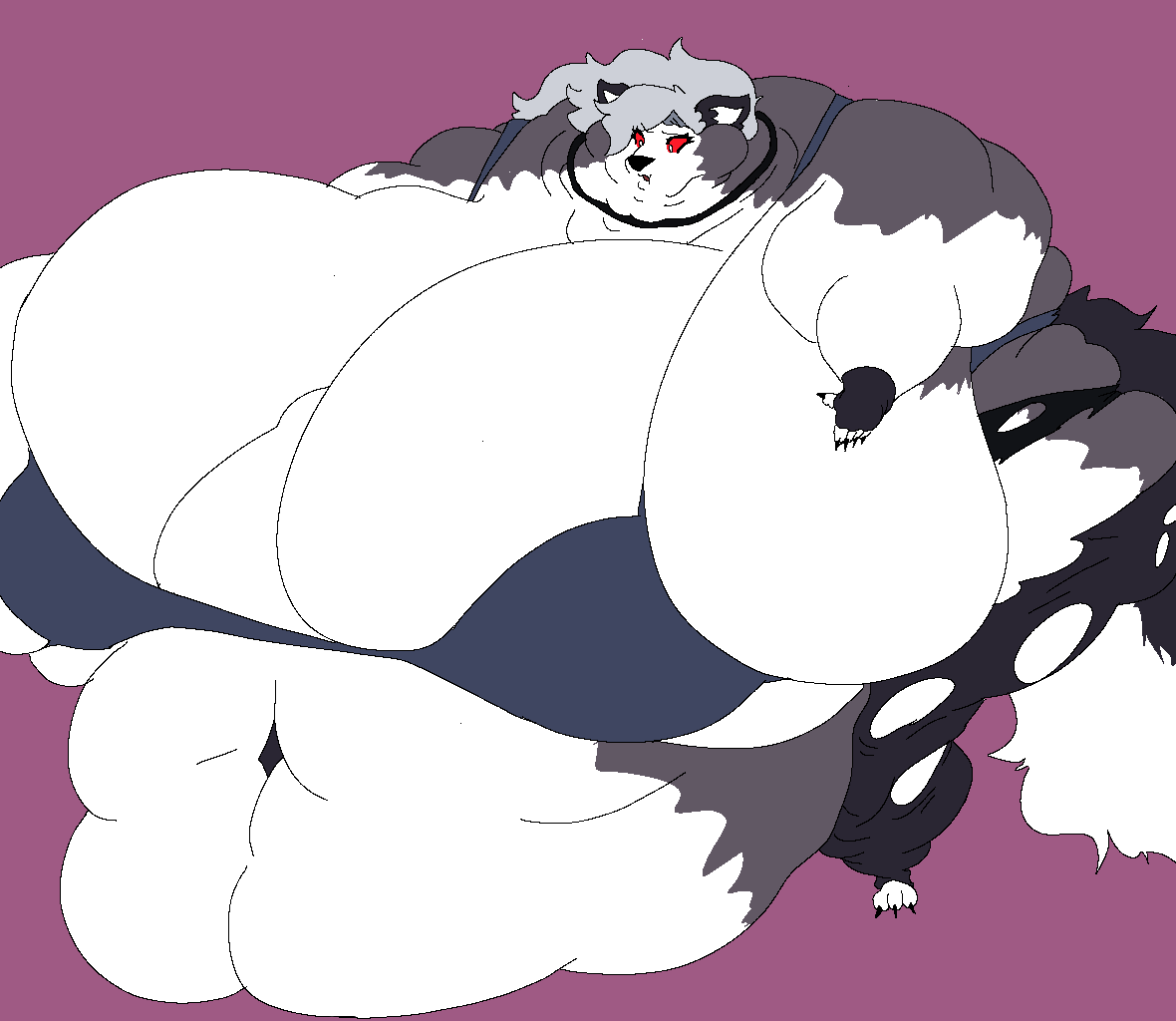 anthro belly big_belly big_breasts big_butt breasts butt canid canid_demon canine demon female female/female goth hellhound helluva_boss huge_breasts huge_butt hyper hyper_belly hyper_breasts hyper_butt loona_(helluva_boss) mammal morbidly_obese obese overweight skeletaleagle16 solo