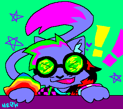 2022 anthro arm_warmers armwear atomic_cat black_hair clothing domestic_cat exclamation_point eyewear felid feline felis female fur goggles green_eyewear green_goggles green_hair hair hair_extensions highlights_(coloring) j4m jam_(character) lgbt_pride low_res magenta_hair mammal pink_hair pride_colors purple_body purple_fur red_hair scene_kid star trans_(lore) trans_woman_(lore) transgender_pride_colors xd