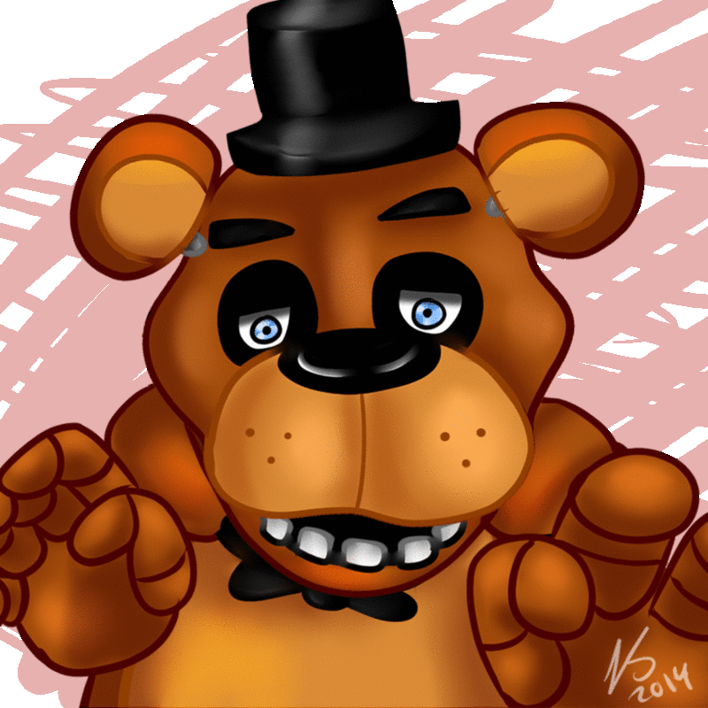 2014 accessory animated animatronic anthro bear bow_tie five_nights_at_freddy's jumpscare jumpscare_warning machine male mammal robot scottgames shaded signature simple_background simple_shading solo tagme unknown_artist watermark