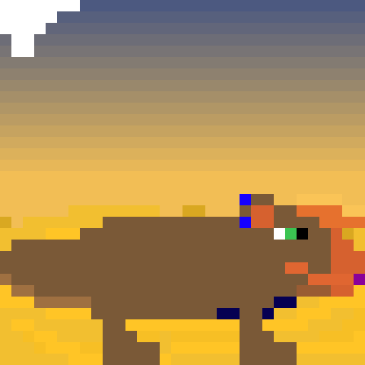 beak dicynodont digital_media_(artwork) dunes multicolored_beak multicolored_body pixel_(artwork) sunset