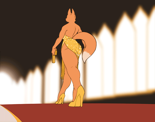 2023 5_fingers animated anthro areola breasts canid canine clothing coin diane_foxington dipstick_tail dreamworks female fingers footwear fox genitals gun hamili high_heels holding_gun holding_object holding_weapon mammal markings nipples pussy ranged_weapon solo tail tail_markings the_bad_guys weapon