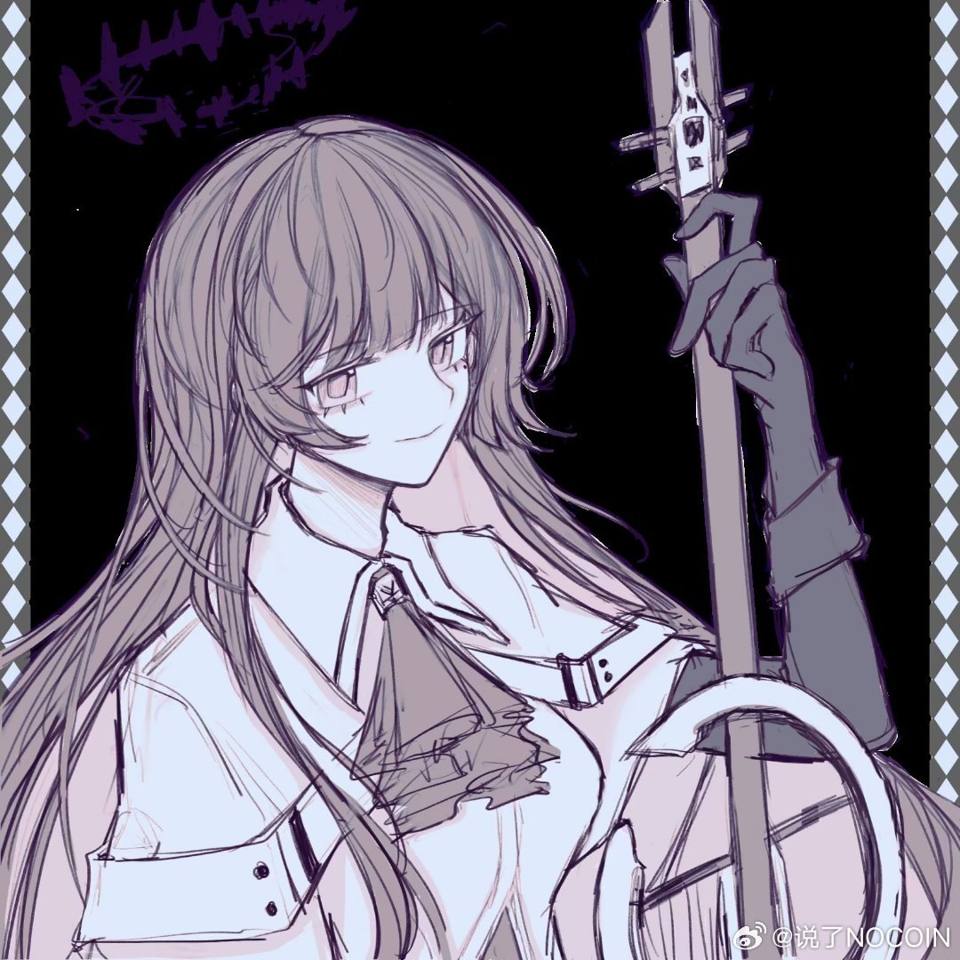 1girl arknights artist_name ascot belt belt_buckle blunt_bangs breasts broken_halo buckle cello chinese_commentary chinese_text closed_mouth collared_jacket colored_inner_hair commentary_request dark_halo eyelashes from_side gloves greyscale halo hand_up hatching_(texture) hime_cut holding holding_instrument holding_violin instrument jacket layered_sleeves light_smile linear_hatching long_hair long_sleeves looking_at_viewer looking_to_the_side medium_breasts mole mole_under_eye monochrome multicolored_hair nocoin pillarboxed purple_theme shadow shirt short_over_long_sleeves short_sleeved_jacket short_sleeves sidelocks sideways_glance simple_background sketch solo straight_hair two-tone_hair upper_body variant_set very_long_hair violin virtuosa_(arknights) watermark weibo_logo weibo_username wide_sleeves wing_collar
