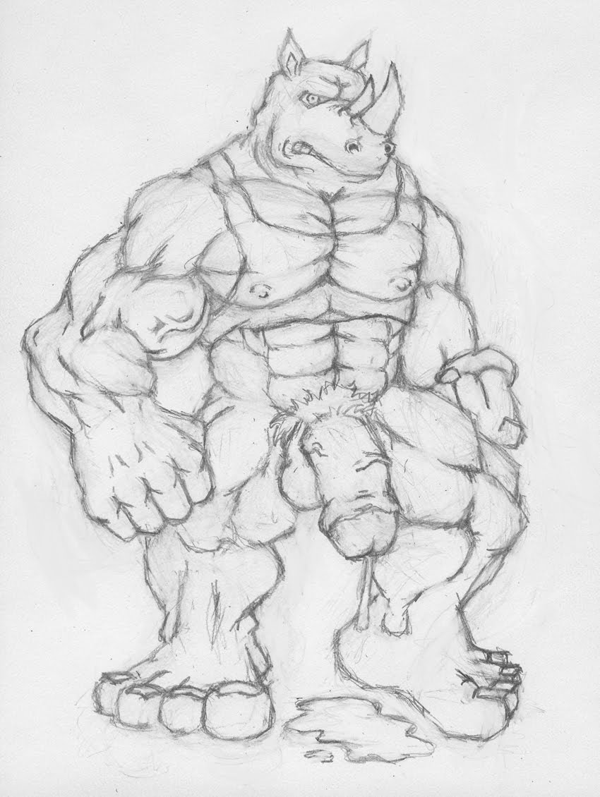 abs anthro balls barefoot black_and_white bodily_fluids bruno_rhynox dripping facial_horn feet foreskin genital_fluids genitals gh-mongo graphite_(artwork) horn humanoid_genitalia humanoid_penis invertedreality looking_at_viewer male mammal monochrome muscle_shirt muscular muscular_anthro muscular_male nose_horn pantsless pecs pencil_(artwork) penis precum precum_drip pubes rhinoceros sketch solo traditional_media_(artwork) vein veiny_muscles veiny_penis
