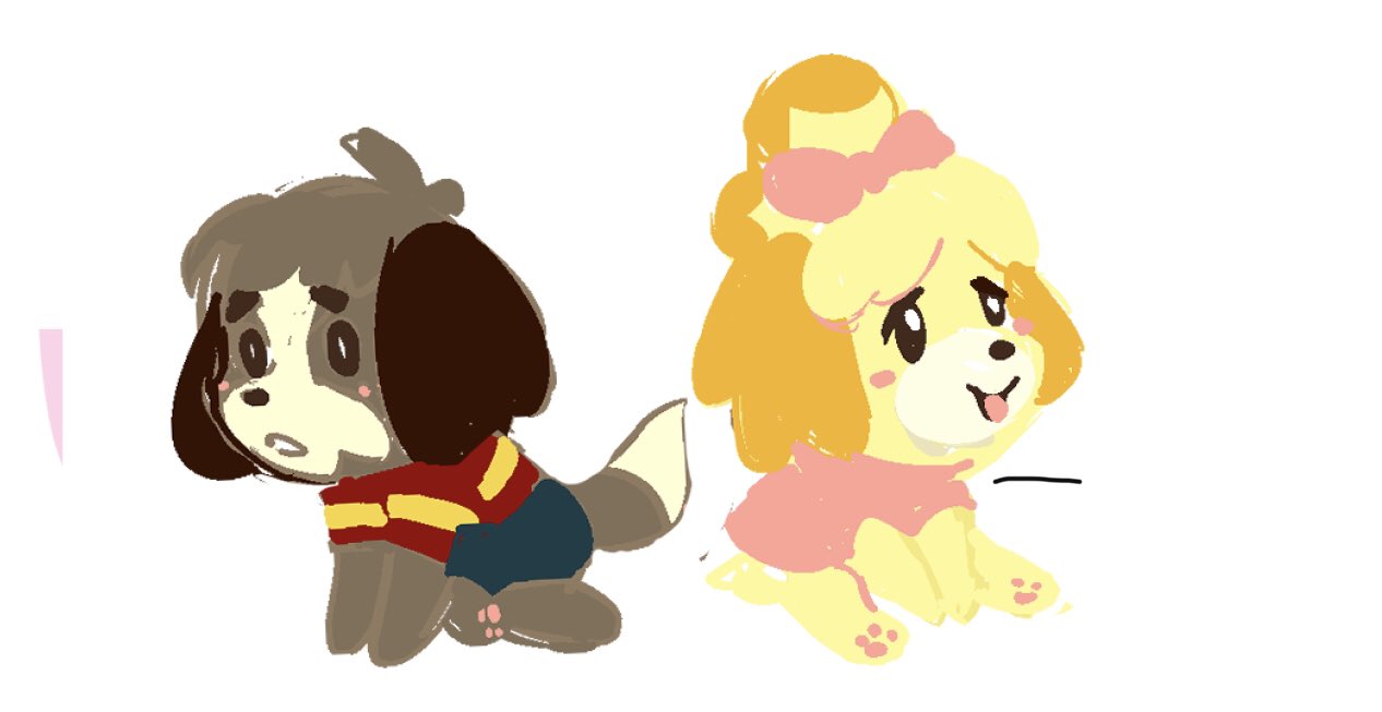 animal_crossing anthro brother_(lore) brother_and_sister_(lore) canid canine canis clothed clothing digby_(animal_crossing) dokudrinker domestic_dog duo female isabelle_(animal_crossing) lineless male mammal nintendo shih_tzu sibling_(lore) sister_(lore) toy_dog