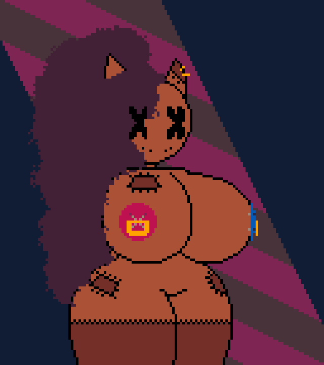 anthro big_breasts big_ears big_tail breasts brown_body curvy_figure digital_media_(artwork) doll doll_(pointless_circle) female fluffy fluffy_tail hair long_hair messy_hair nude patch_(fabric) pixel_(artwork) pointless_circle purple_hair solo tail thick_thighs three-quarter_view voluptuous wide_hips