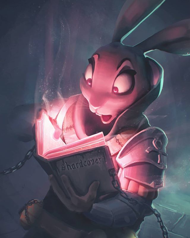 alec_thomas ambiguous_gender ankh anthro armor belt book chain clothed clothing holding_book holding_object lagomorph leporid light_from_below looking_at_book looking_at_object looking_down magic_book mammal open_mouth rabbit reading reading_book red_light solo symbol_on_accessory symbol_on_clothing