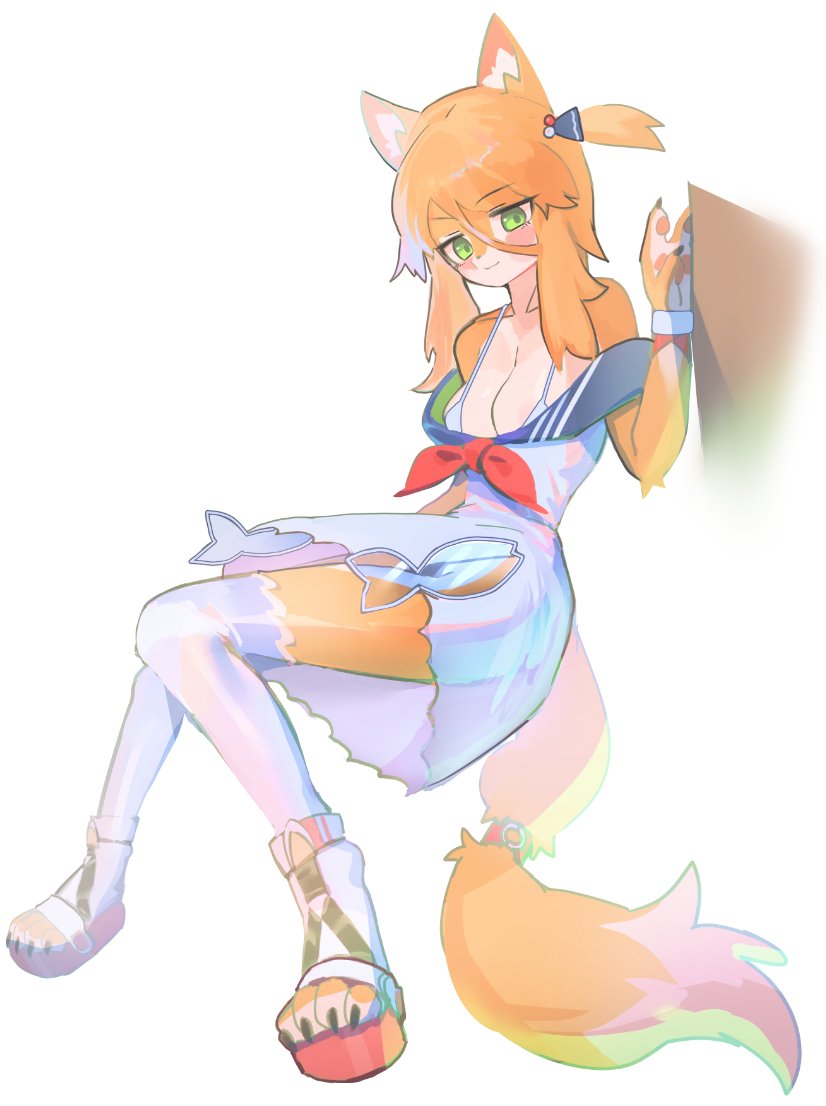 anthro big_breasts blush bra breasts canid canine cleavage clothed clothing female fox fur green_eyes hair looking_at_viewer mammal orange_body orange_fur orange_hair simple_background smile solo tail thick_thighs underwear utterangle