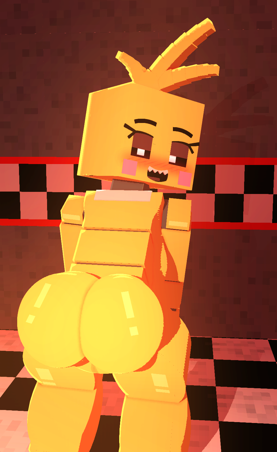 2023 3d_(artwork) animatronic avian big_breasts big_butt bird blonde_hair blush breasts butt butt_focus chicken coresvoid digital_media_(artwork) female five_nights_at_freddy's five_nights_at_freddy's_2 galliform gallus_(genus) genitals hair hi_res looking_at_viewer machine microsoft mine-imator minecraft mojang nude open_mouth phasianid pussy robot scottgames sharp_teeth simple_background smile smooth_skin solo teeth thick_thighs tongue toy_chica_(fnaf) xbox_game_studios yellow_body