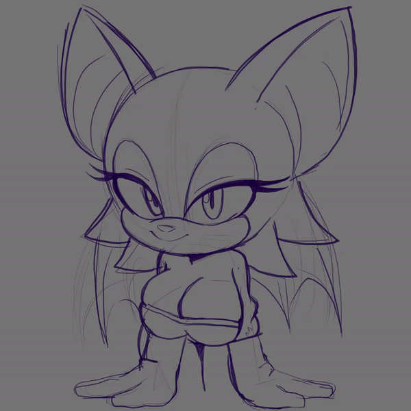 1:1 animated anthro bare_shoulders bat blinking bouncing_breasts breasts cleavage clothed clothing eyelashes female gloves handwear kerbaru mammal rouge_the_bat sega short_playtime sketch smile solo solo_focus sonic_the_hedgehog_(series) swaying wings