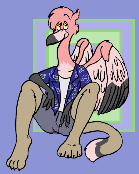 avian beak bird clothing cougar felid feline flamingo gryphon hybrid mammal mythological_avian mythology nonbinary_(lore) north_american_cougar ran_(tenpoundhammer) shirt t-shirt tabbiewolf topwear wings