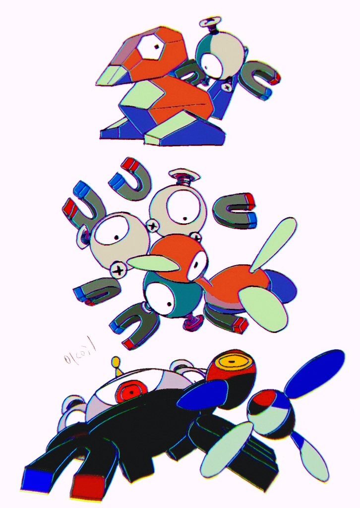 01coil ambiguous_gender digital_creature evolutionary_family feral generation_1_pokemon generation_2_pokemon generation_4_pokemon group magnemite magneton magnezone nintendo pokemon pokemon_(species) porygon porygon-z porygon2 trio