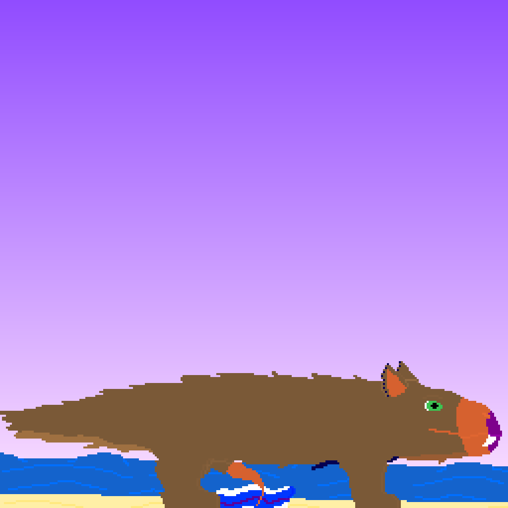 beach beak bodily_fluids brown_body brown_fur cas96 cum dicynodont evening feral fur genital_fluids jessica_(cas96) knot male multicolored_beak multicolored_body multicolored_fur piercing sand sea seaside sky solo towel tusks water wave