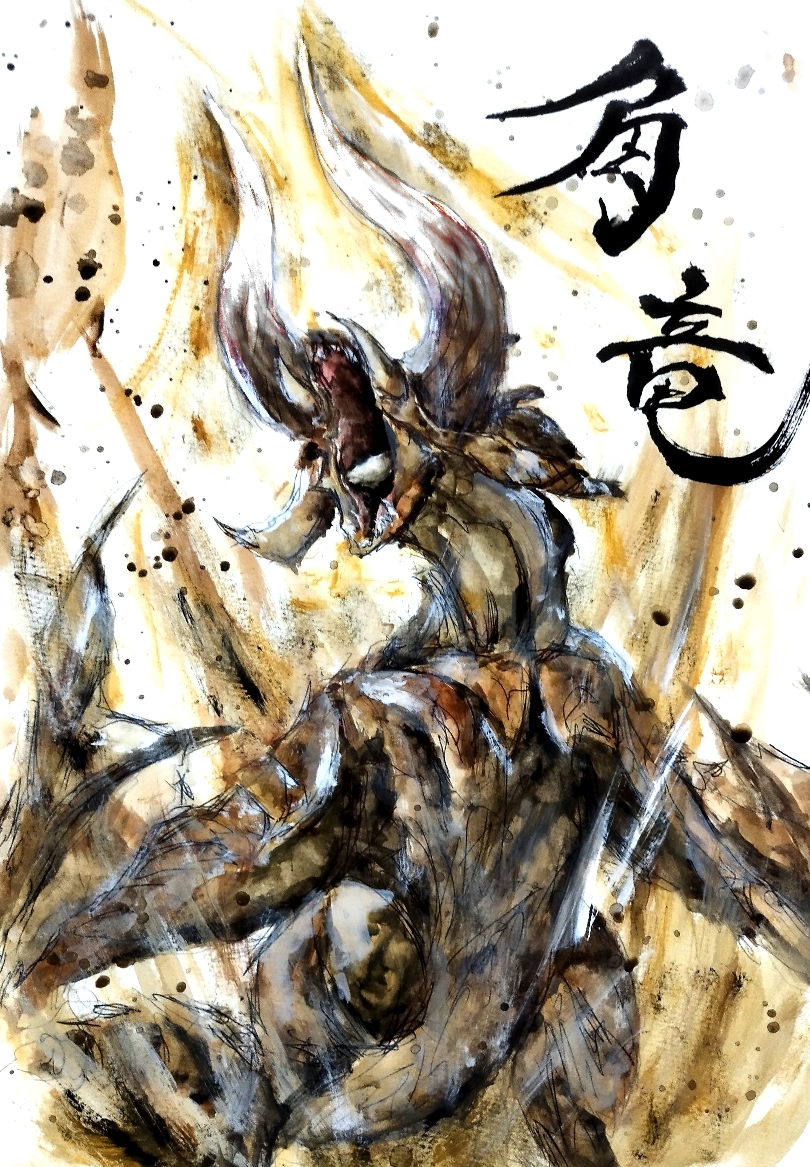 cropped_feet debris diablos dirt horns monster monster_hunter_(series) no_humans roaring teeth tongue user_mufv5734 white_background wings