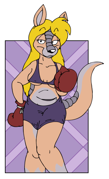 armadillo boxing_gloves clothing female handwear hybrid kangaroo macropod mammal marsupial pouch_(disambiguation) tabbiewolf xenarthran