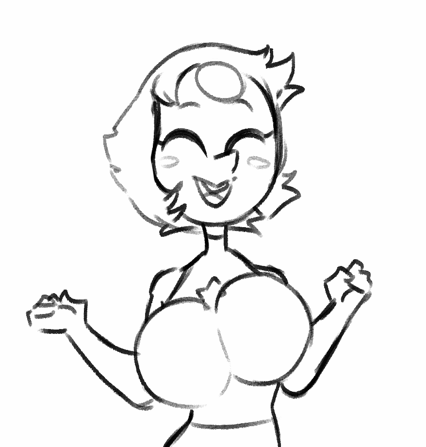 animated big_breasts bouncing bouncing_breasts breasts cartoon_network clothed clothing excited female fully_clothed gem gem_(species) happy humanoid not_furry oblivious pearl_(gem) sketch solo steven_universe tight_clothing tommyowo