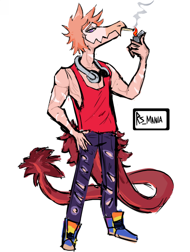 2023 anthro artist_name bottomwear claws clothing denim denim_clothing digital_drawing_(artwork) digital_media_(artwork) dinosaur dromaeosaurid drugs feathered_dinosaur feathered_tail feathers fingers footwear goodbye_volcano_high hair headphones headphones_around_neck jeans lighter long_tail looking_at_viewer male marijuana multicolored_body multicolored_scales orange_body orange_hair orange_scales pants pink_body pink_scales purple_eyes reed_(gvh) reptile rsmania5 scales scalie shirt shoes short_hair signature simple_background smile smoking_weed sneakers snoot_game snout solo tail tank_top theropod topwear torn_bottomwear torn_clothing torn_jeans torn_pants two_tone_body two_tone_scales velociraptor watermark white_background