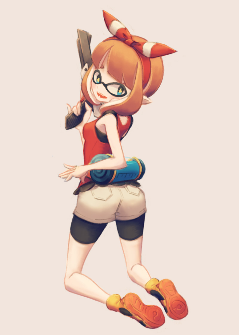 2017 alternate_species animal_humanoid bottomwear breasts cephalopod cephalopod_humanoid clothing controller crossover female footwear game_controller gun handgun humanoid humanoid_pointy_ears humanoidized inkling makaroll marine marine_humanoid may_(pokemon) mollusk mollusk_humanoid nes_zapper nintendo nintendo_controller nintendo_entertainment_system open_mouth open_smile pokemon pseudo_hair ranged_weapon shoes shorts simple_background smile solo splatoon suction_cup teeth tentacle_hair tentacles toy toy_gun weapon