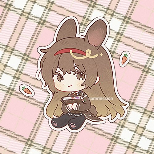 1girl animal_ears black_pants blush book brown_coat brown_eyes brown_hair carrot closed_mouth coat collared_shirt hairband holding holding_book library_of_ruina long_hair long_sleeves lowres malkuth_(project_moon) munjiduck pants paw_print project_moon rabbit_ears rabbit_tail red_hairband shirt sidelocks sitting smile solo tail very_long_hair white_shirt